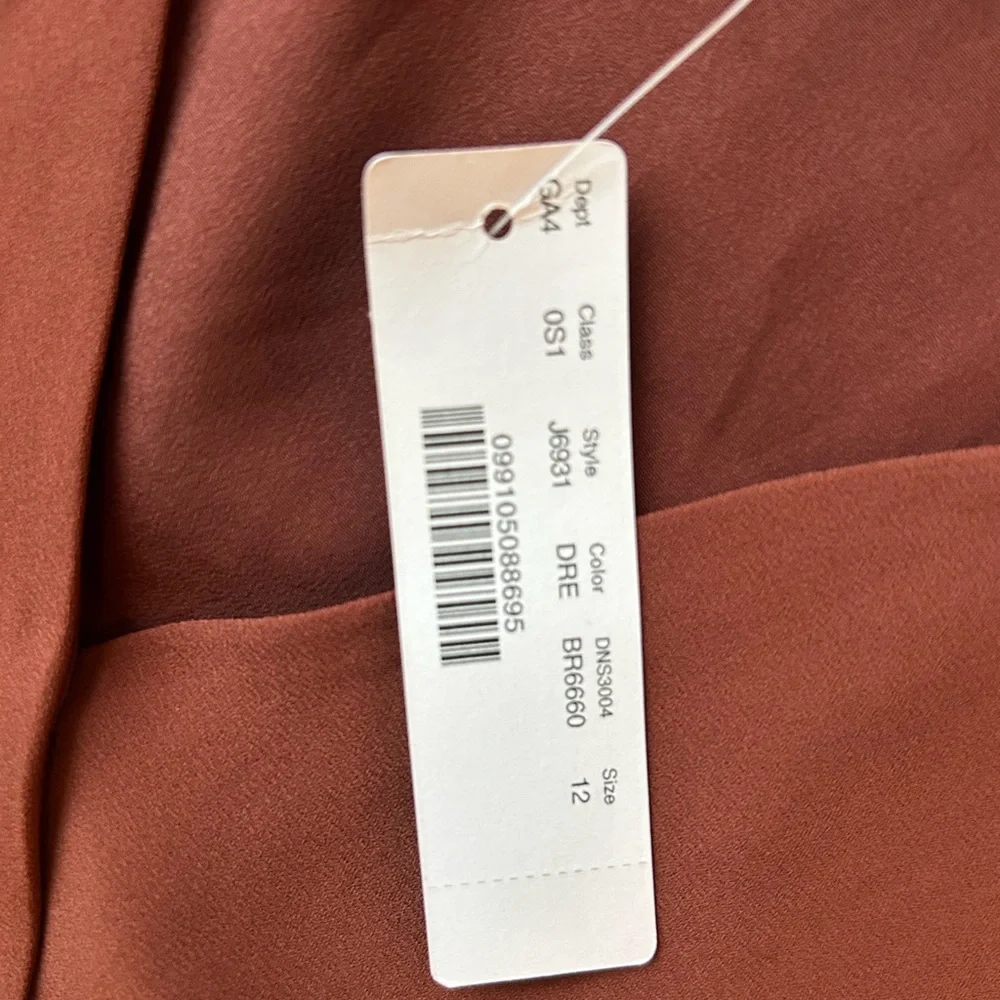 J.Crew Point Sur Popover Ruffle Dress in Burnt Umber/Sienna Brown Size 12 NWT